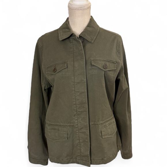 Eddie Bauer Classic Large Army Green Midweight Coat w/ Red Lining - Womens - Picture 3 of 6